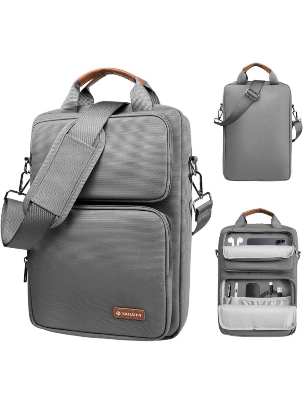 Stylish 14" Laptop Sleeve Bag with Shoulder Strap - Fits MacBook Pro & Air, Gray